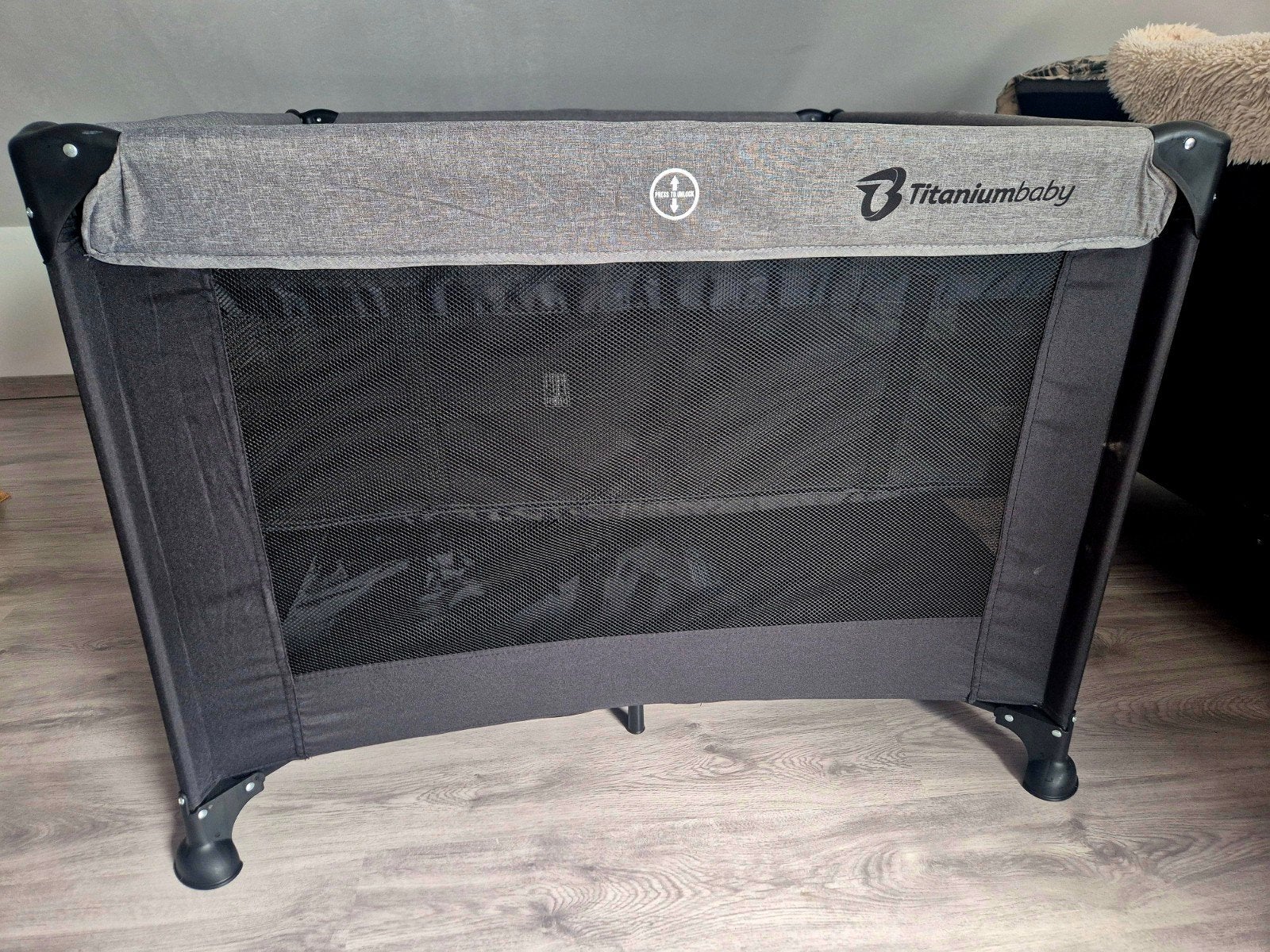 Reisbed / Box Titanium Baby Black 100x100cm, Ophalen of Verzenden, Gebruikt, Minder dan 140 cm, 100 cm of meer