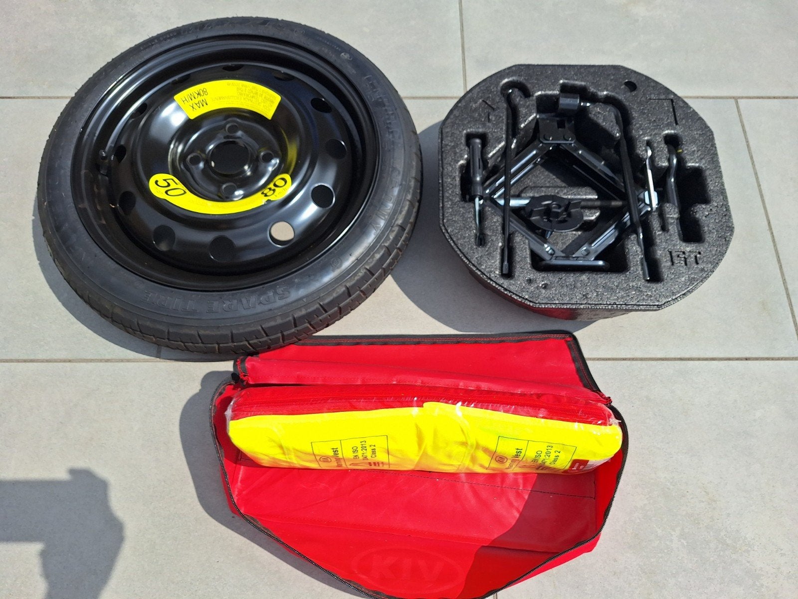 Compleet Kia Picanto Reservewiel + Krik & Veiligheidsset, Ophalen, Nieuw