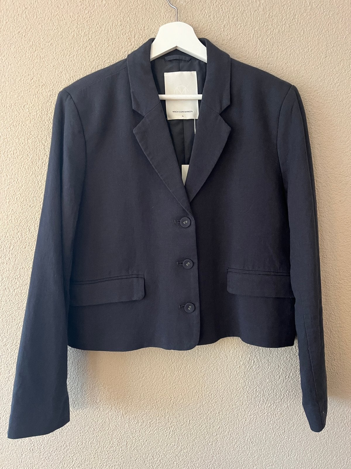 Donkergrijze korte linnen blazer Msch Copenhagen, maat L/XL, Maat 42/44 (L), Nieuw, Ophalen of Verzenden, Jasje