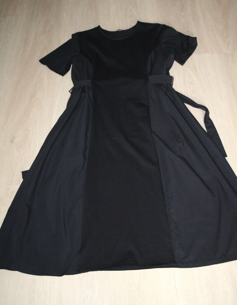 Zara zwart katoen jurk mt 42 L XL, Kleding | Dames, Verzenden, Maat 42/44 (L), Nieuw, Onder de knie