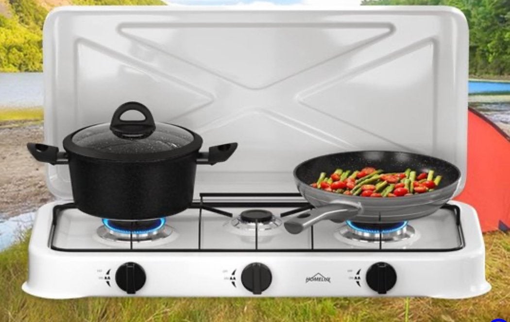3 pits campingkookstel - gas kookstel - nieuw in doos €49,99, Ophalen of Verzenden, Zo goed als nieuw