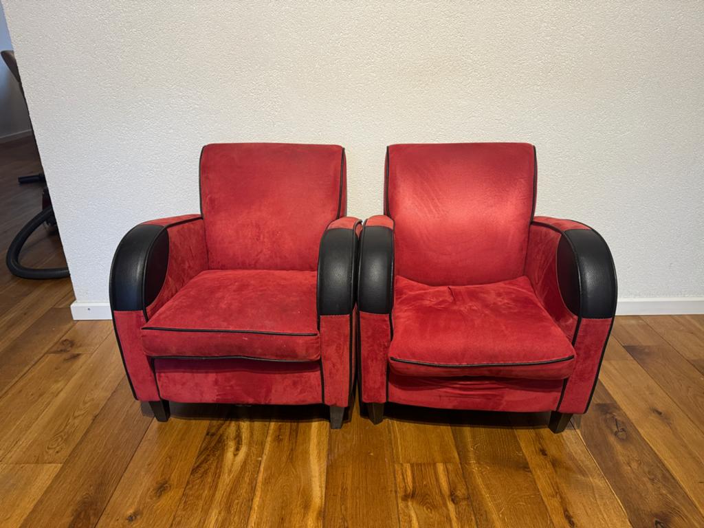 2x Kinderfauteuil - Rood met Zwart - Comfortabel, Ophalen, Gebruikt