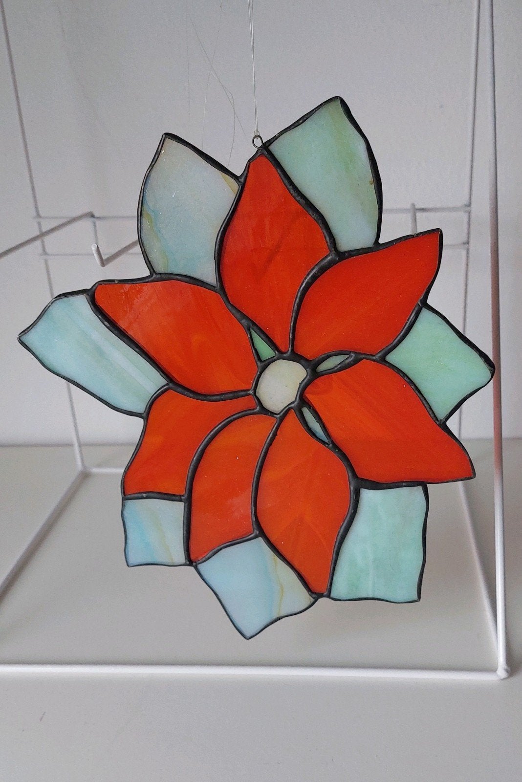 Raamhanger Kerstroos/Kerstster tiffany, Ophalen of Verzenden