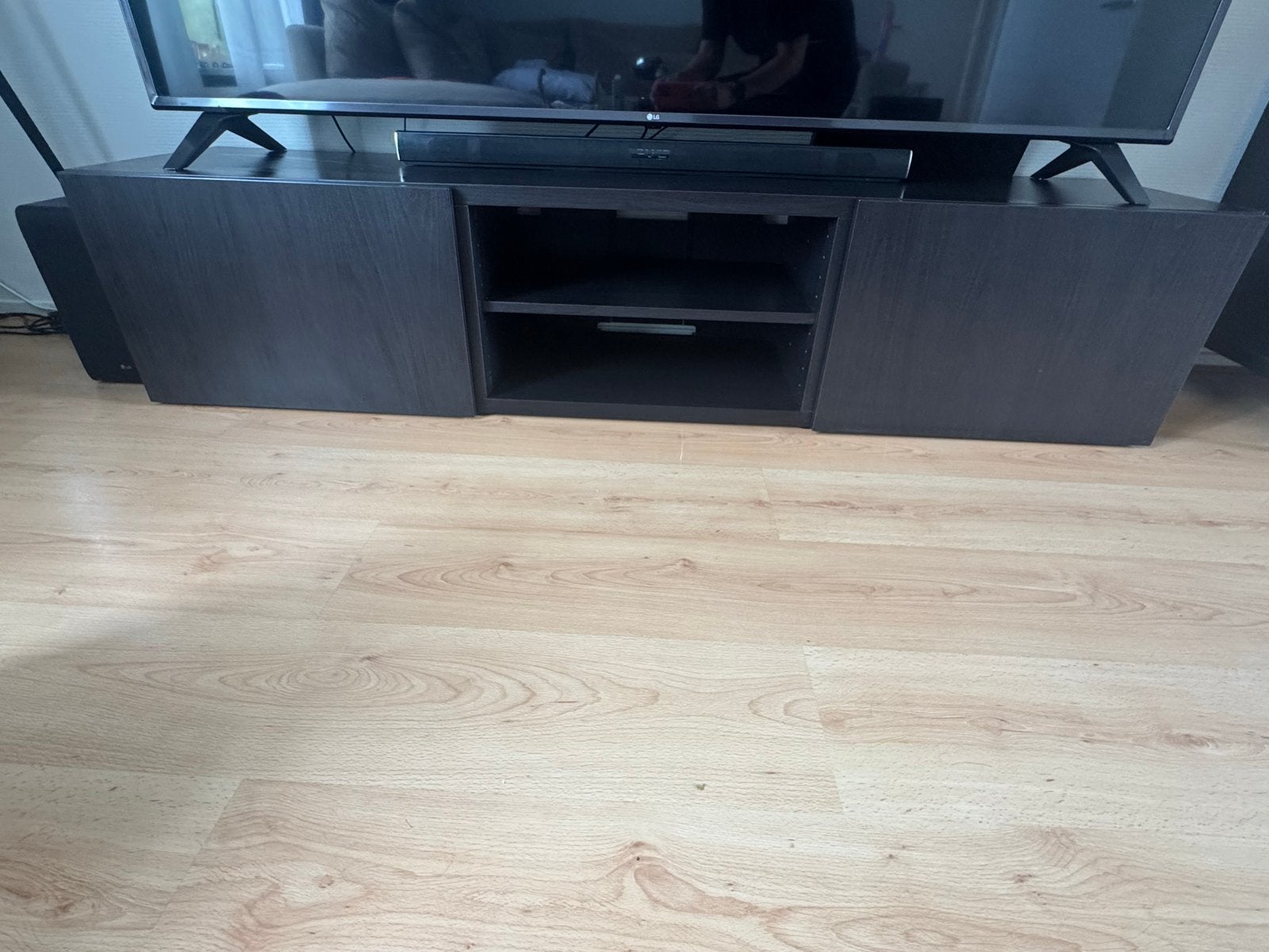 IKEA Besta tv meubel zwart/bruin 180x42,40, Ophalen, Gebruikt, 150 tot 200 cm, Minder dan 100 cm