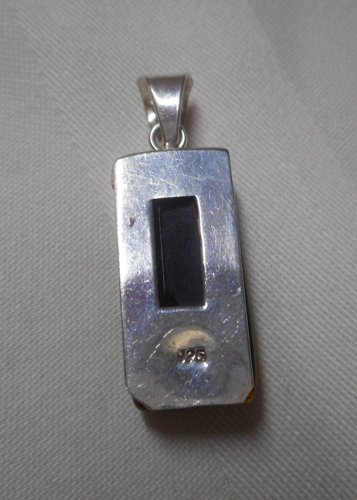 Zilveren hanger met barnsteen nr.126, Verzenden, Zo goed als nieuw, Zilver, Zilver