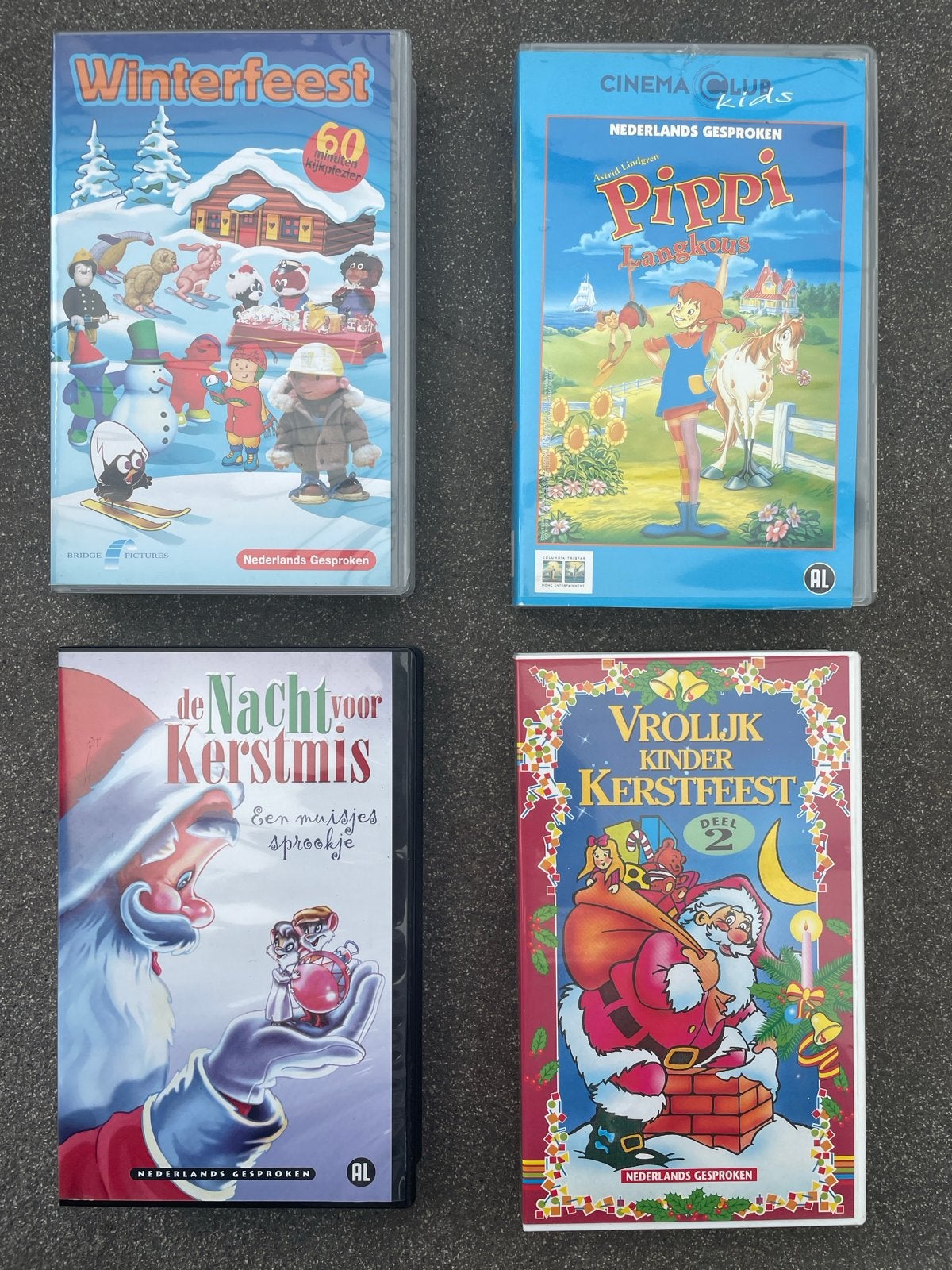 VHS Kinder Videobanden: Winterfeest, Pippi, Kerstmis, Gebruikt, Alle leeftijden, Kinderprogramma of -film, VHS