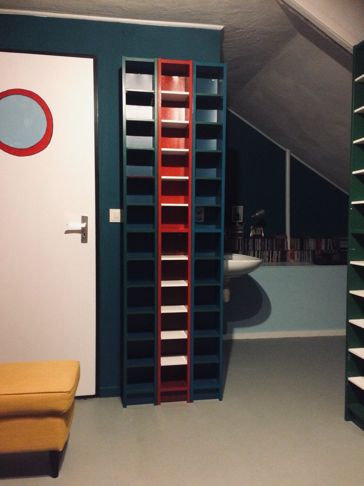 IKEA CD-kasten 180 cm hoog, recent geverfd 5 stuks, Gebruikt, 150 discs of meer, Ophalen of Verzenden, Cd's