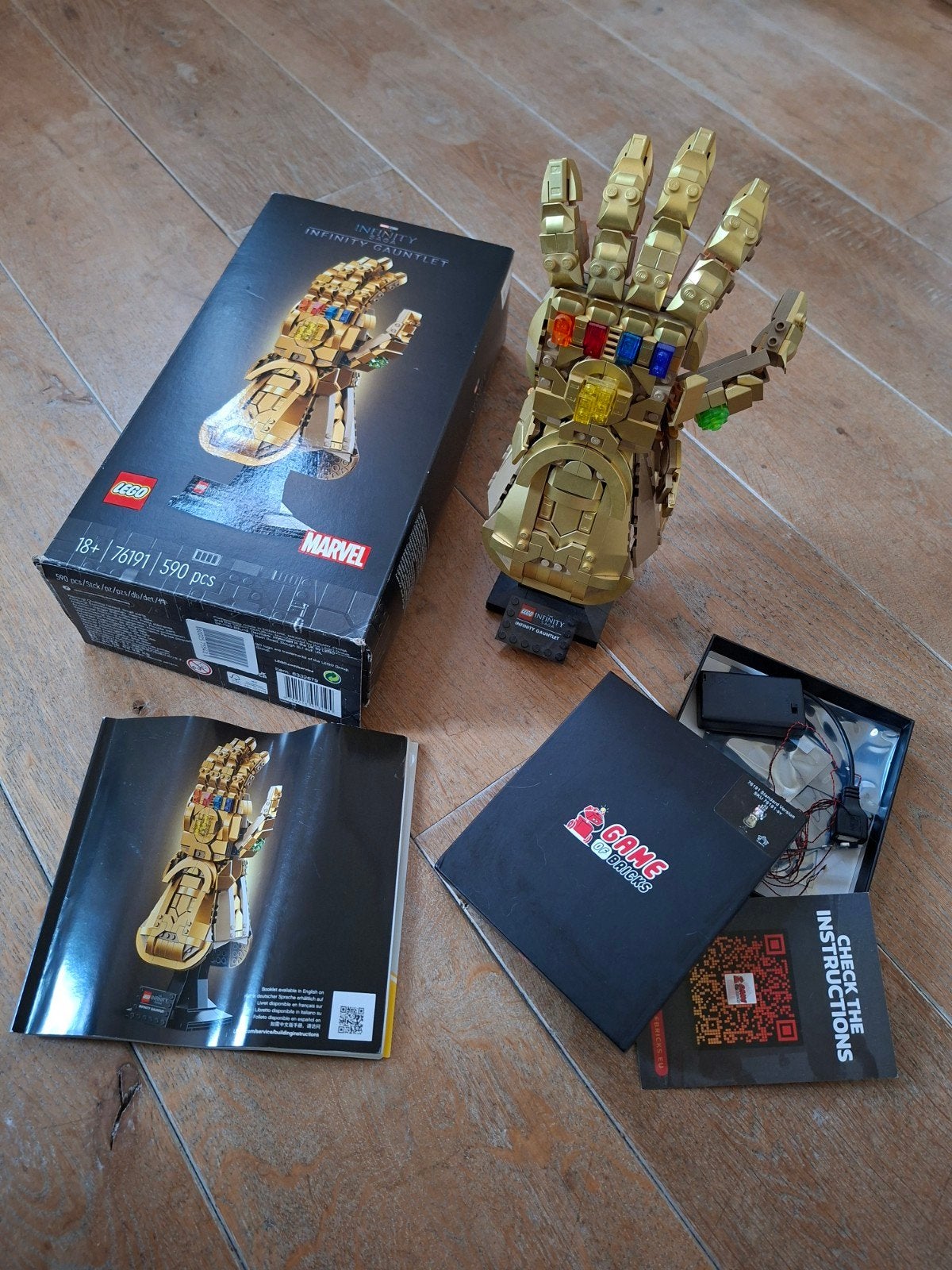 Lego Infinity Gauntlet Marvel met LED-verlichting, Gebruikt, Marvel, Lego, Ophalen of Verzenden
