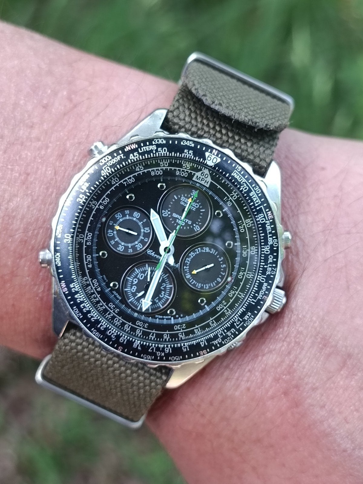 Seiko Chronograaf Polshorloge met Stoffen Band, Ophalen, Seiko, Gebruikt, Staal