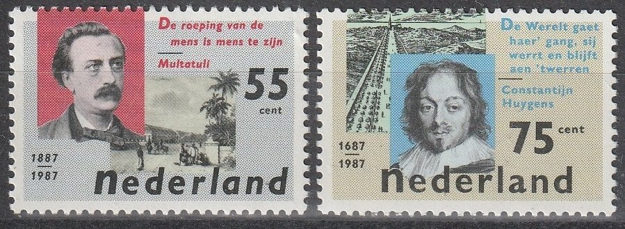 Nederland 1987 1370/1371 Multatuli & Huygens, Postfris, Ophalen of Verzenden, Na 1940, Postfris