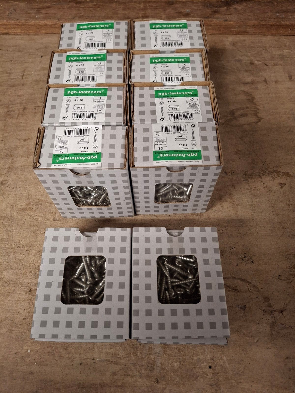 RVS Schroeven 4x30mm - PGB-Fasteners (200 stuks per doos), Schroeven, Nieuw, Ophalen of Verzenden, Minder dan 50 mm