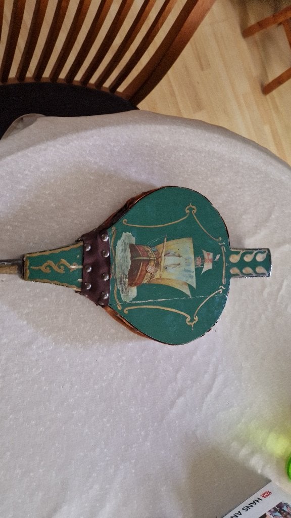 oude brocante beschilderde blaasbalg, Antiek en Kunst, Ophalen of Verzenden