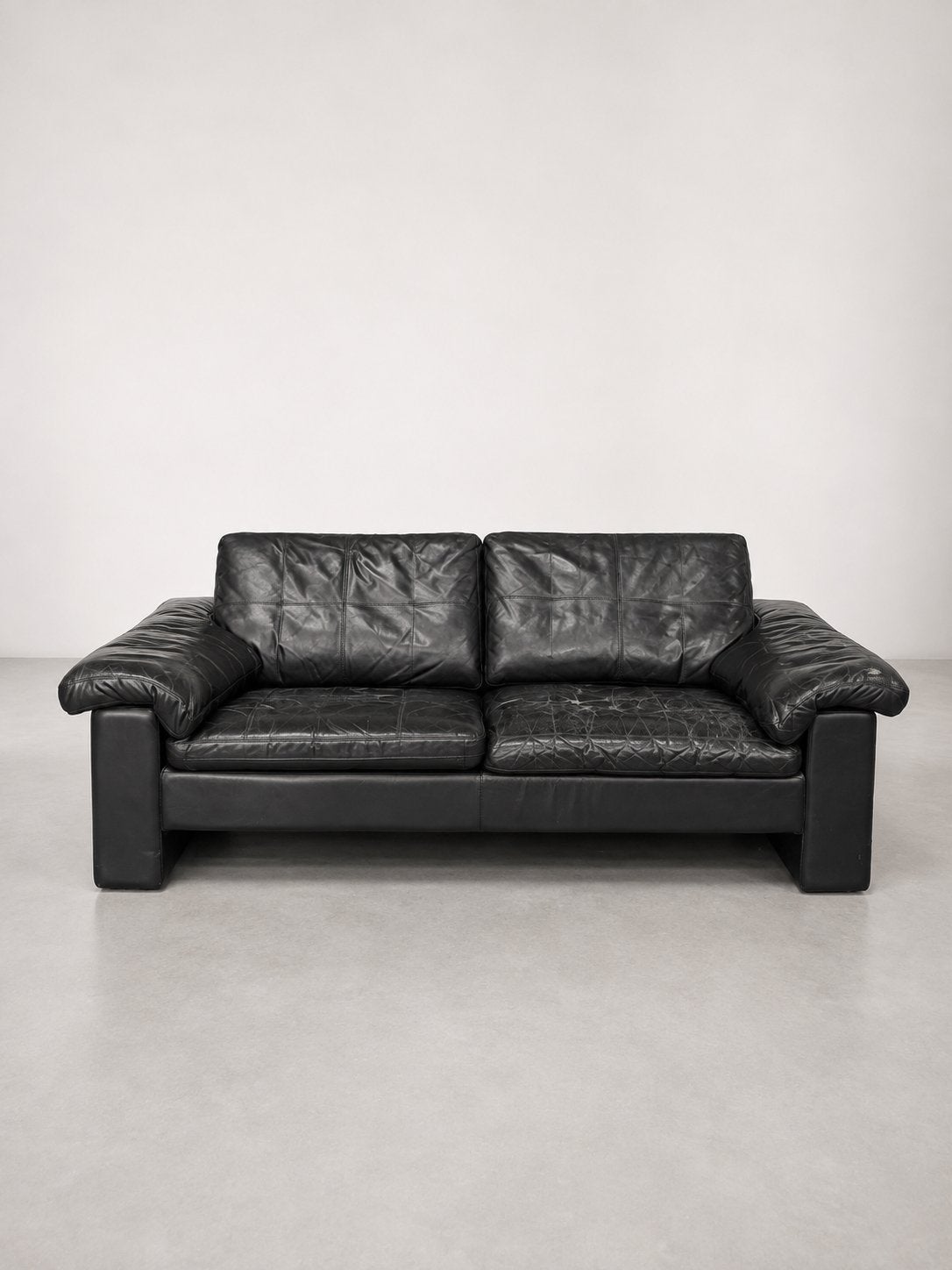 Cor Design 2-seater (zwart leer), Ophalen, Zo goed als nieuw, Leer, Minder dan 150 cm