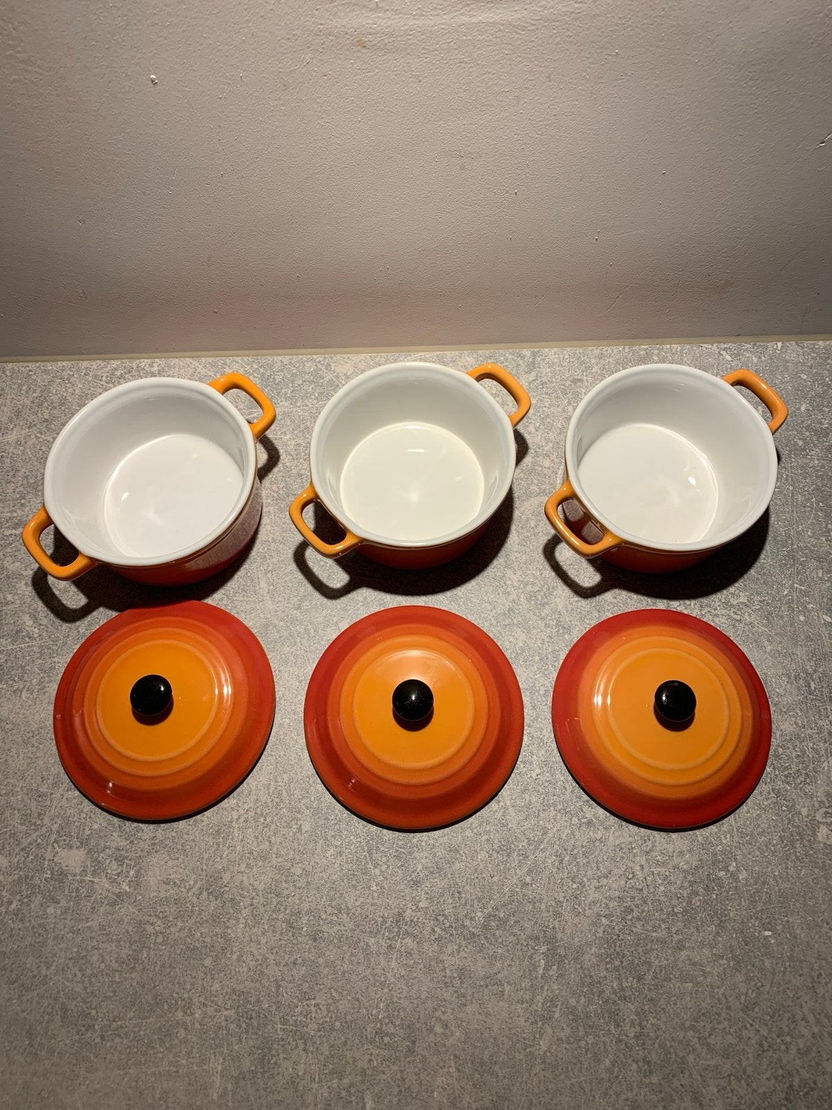Mini Cocottes - Set van 3, Braadpan, Met deksel, Ophalen of Verzenden, Zo goed als nieuw