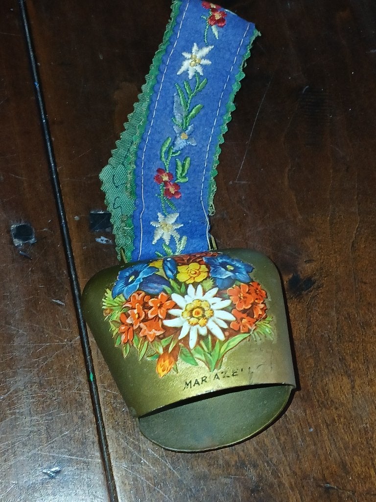 Vintage Alpenkoe Bel met Geborduurde Band - Marazell, Ophalen of Verzenden