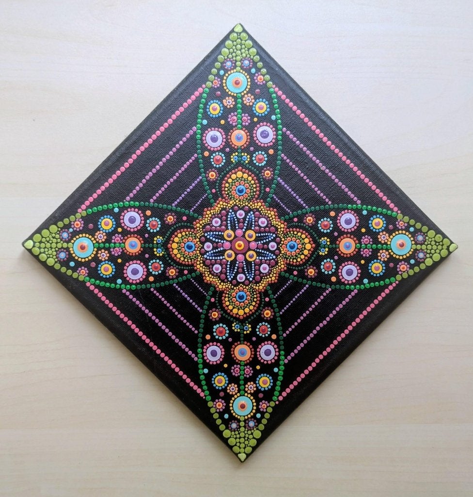 Mandala schilderij - painting abstract ibiza kunst wall art, Abstract, Acrylverf, Hout, Ophalen of Verzenden