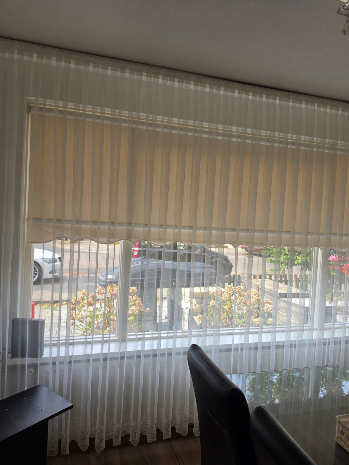 Witte vitrage met patroon, 3.57 breedte 2.39 lengte, Ophalen, Vitrage, Wit, Polyester