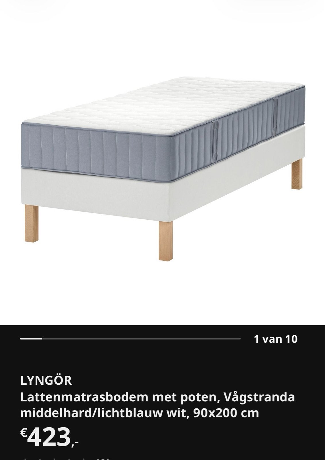 LYNGÖR Lattenmatrasbodem met matras en poten, 90x200 cm, Huis en Inrichting, 90 cm, Eenpersoons, Nieuw, Ophalen of Verzenden