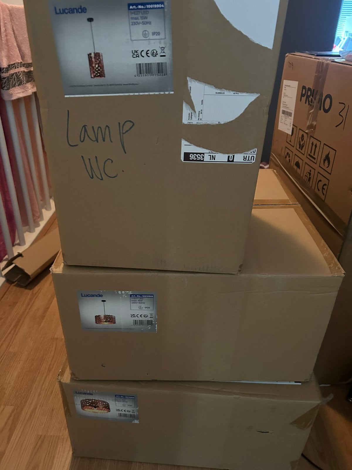Lampen set van 3!, Ophalen, Nieuw, E27 (groot), Koper (modern/klassiek)
