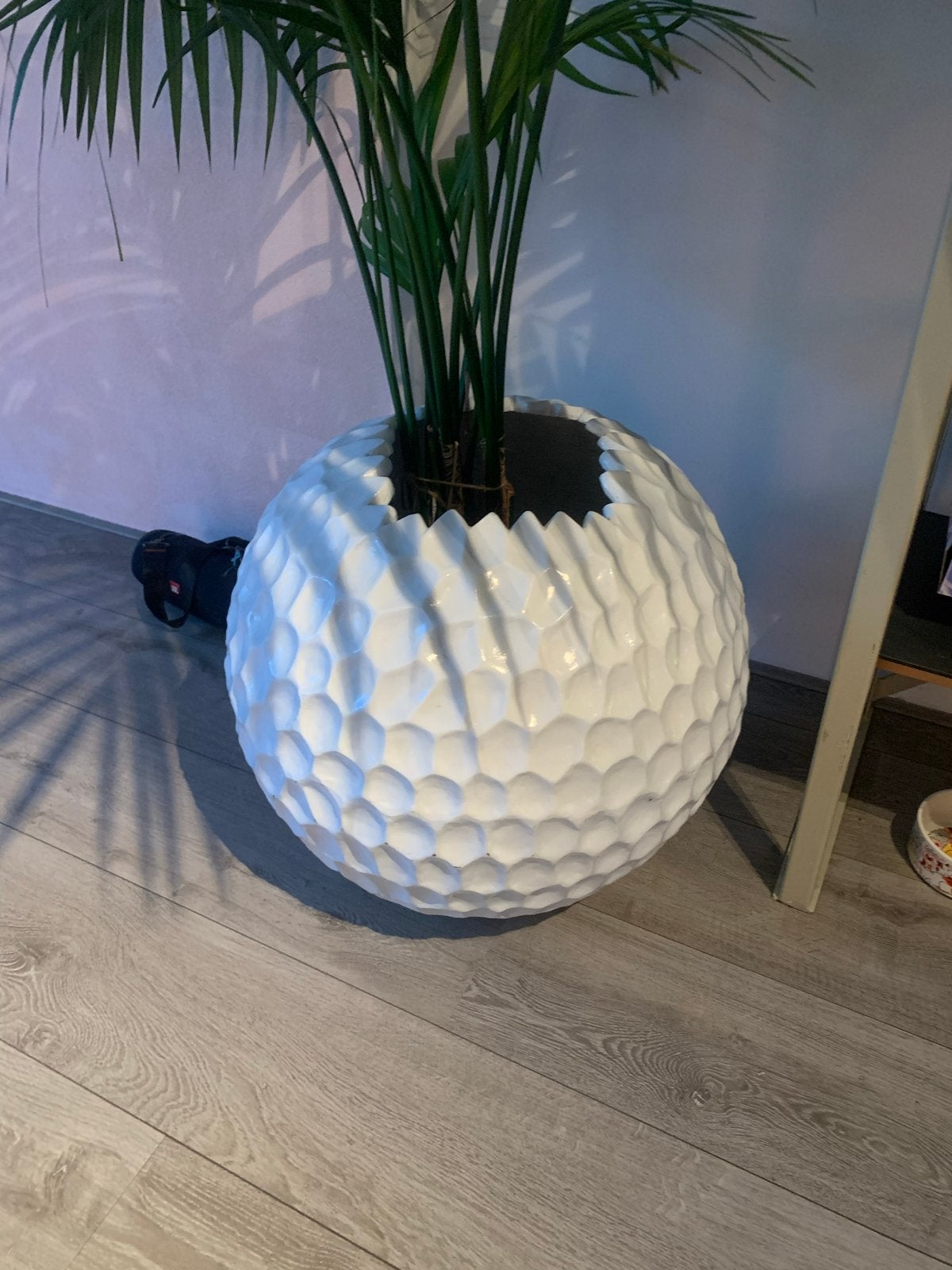 Grote witte kunststof bloempot / paraplubak - 52 cm hoog, Ophalen, Kunststof, Gebruikt, Met patroon/structuur