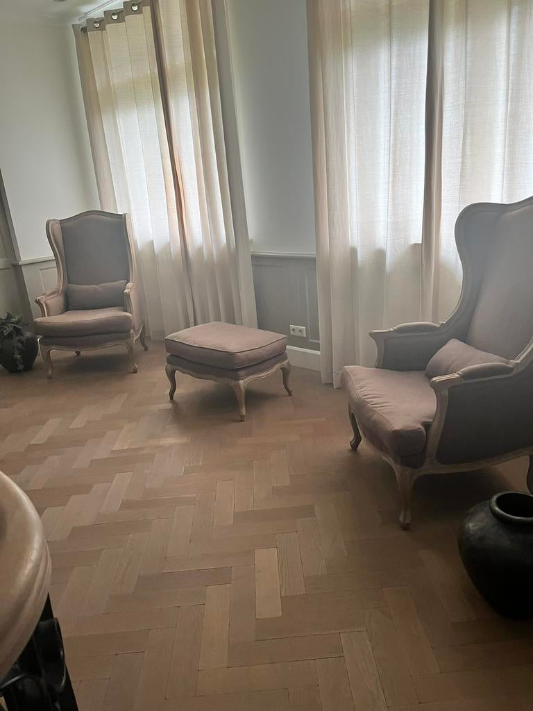 Elegante Louis XV stijl fauteuils + voetenbank | set, Ophalen