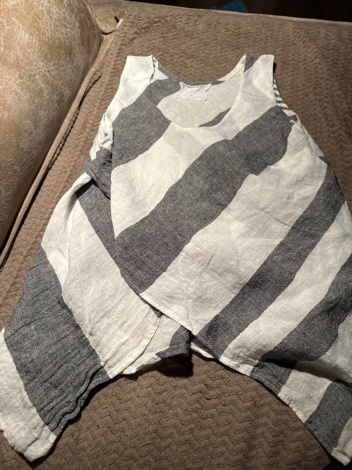 Luisa Made in Italy linnen top gestreept, Kleding | Dames, Tops, Maat 38/40 (M), Ophalen of Verzenden, Zo goed als nieuw, Zonder mouw