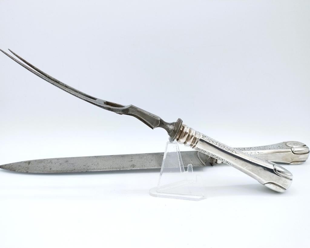 Zilveren trancheercouvert, J.A. Lintveld, Amsterdam. 1850
