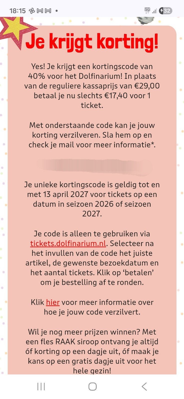 3x Kortingscode Dolfinarium Pretpark 40% korting, Tickets en Kaartjes, Twee personen, Kortingsbon, Pretpark