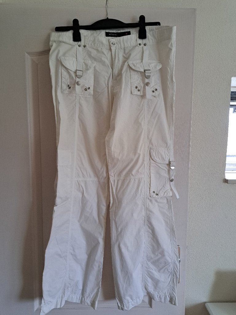 Witte katoenen cargo zomerbroek broek maat 44 / XL nieuw, Wit, Maat 42/44 (L), Nieuw, Ophalen of Verzenden