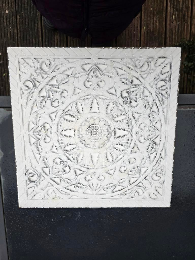 Decoratief houten blad met reliëf, 40x40 cm, Ophalen of Verzenden, Gebruikt