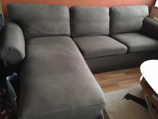 EKTORP 3-zitsbank met chaise longue, Ophalen, 250 tot 300 cm, Gebruikt, Driepersoons