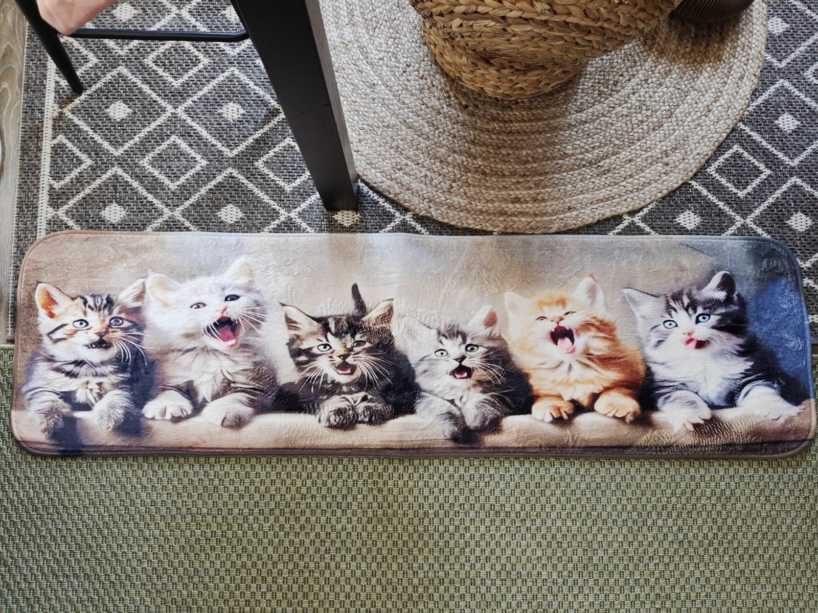 Leuke vloermat loper met schattige kittens illustratie nieuw, Minder dan 50 cm, Grijs, Ophalen of Verzenden, Zo goed als nieuw