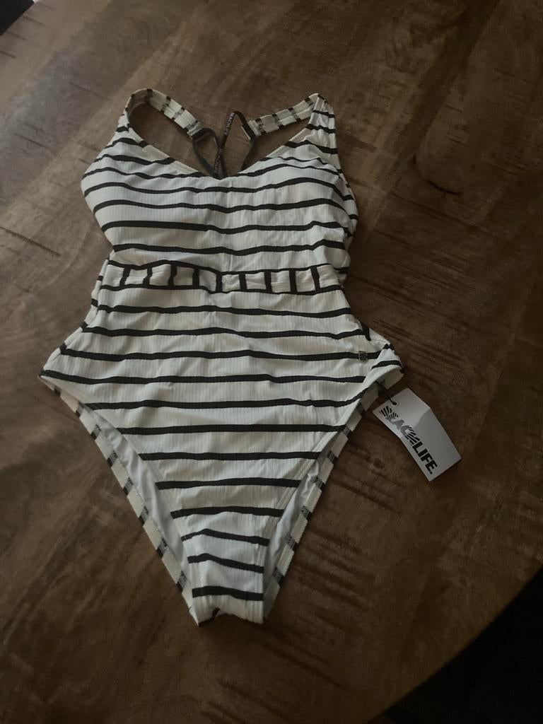 Nieuw gestreept badpak - Zwart/Wit - Maat 36, Verzenden, Nieuw, Zwart, Badpak