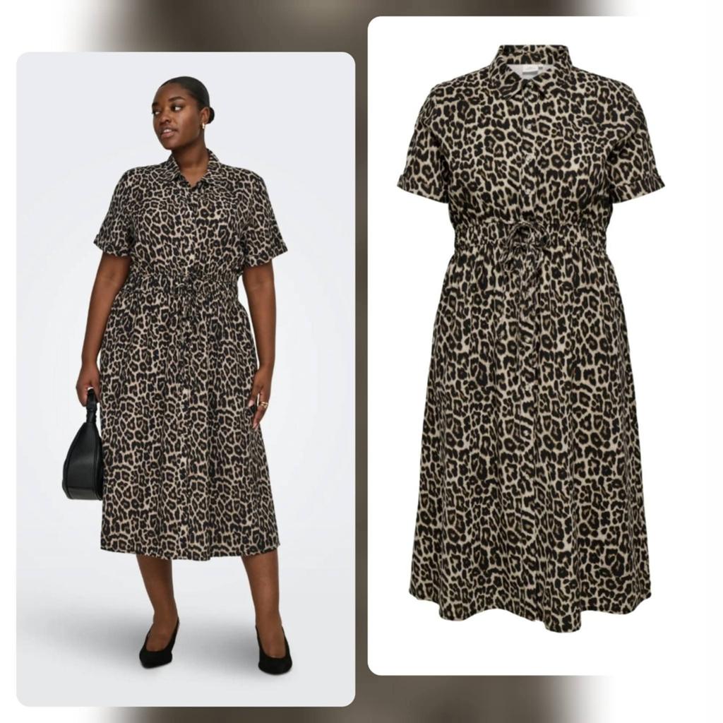 Leopardprint jurk Cararis van Only Carmakoma Maat 54, Kleding | Dames, Grote Maten, O, O, Bruin, Nieuw
