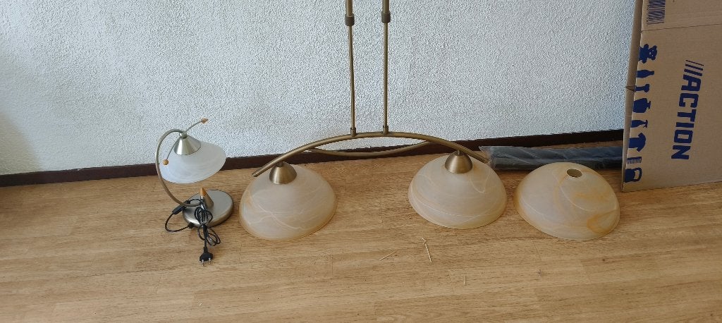 2 hanglampen, Huis en Inrichting, Ophalen, Zo goed als nieuw, Glas, E14 (klein)
