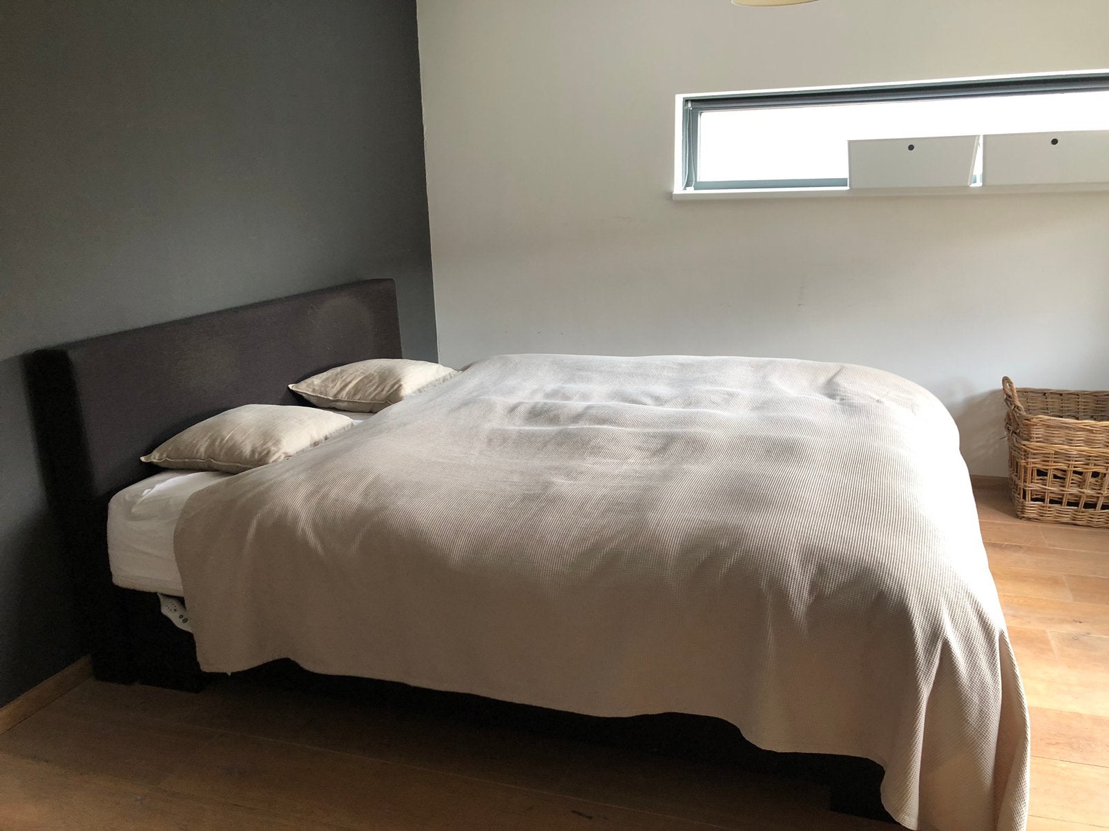 Boxspring wehkamp. 180  breed x 2.20 lang., Ophalen, Gebruikt, Zwart, Tweepersoons
