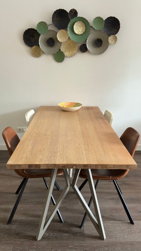 studio henk eettafel met grijze butterfly poten, 180x90cm, Huis en Inrichting, Tafels | Eettafels, Ophalen, Eikenhout, 50 tot 100 cm