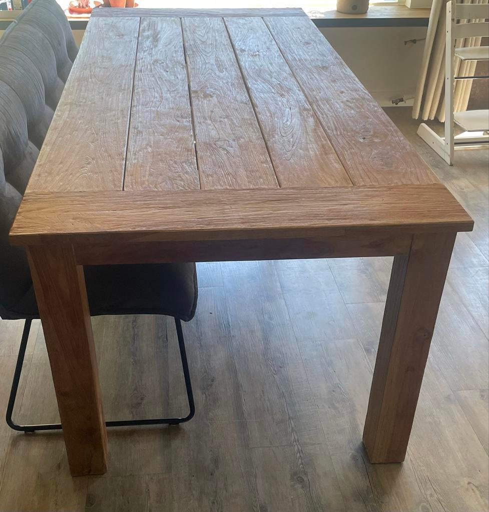 Teak houten eettafel 220x100x79 cm - Zeer goede staat, Ophalen, Gebruikt, 100 tot 150 cm, Teakhout