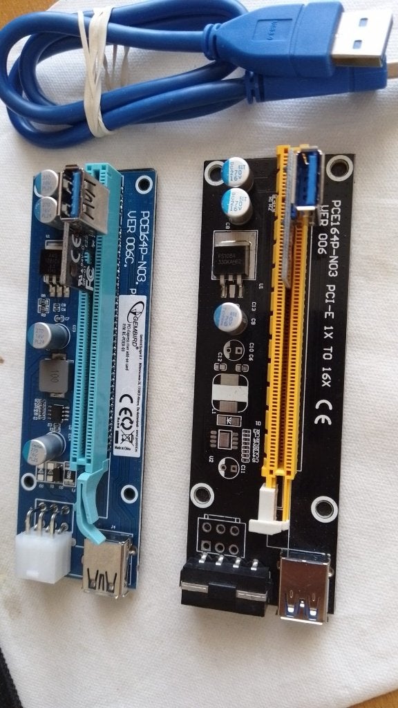 PCI-E 1X naar 16X Riser Kaarten voor Mining (2 stuks), Verzenden, Gebruikt