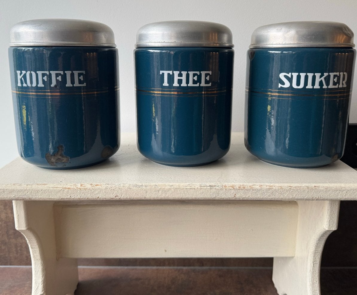 Vintage voorraadpotten set: Thee, Koffie, Suiker, Antiek en Kunst, Ophalen