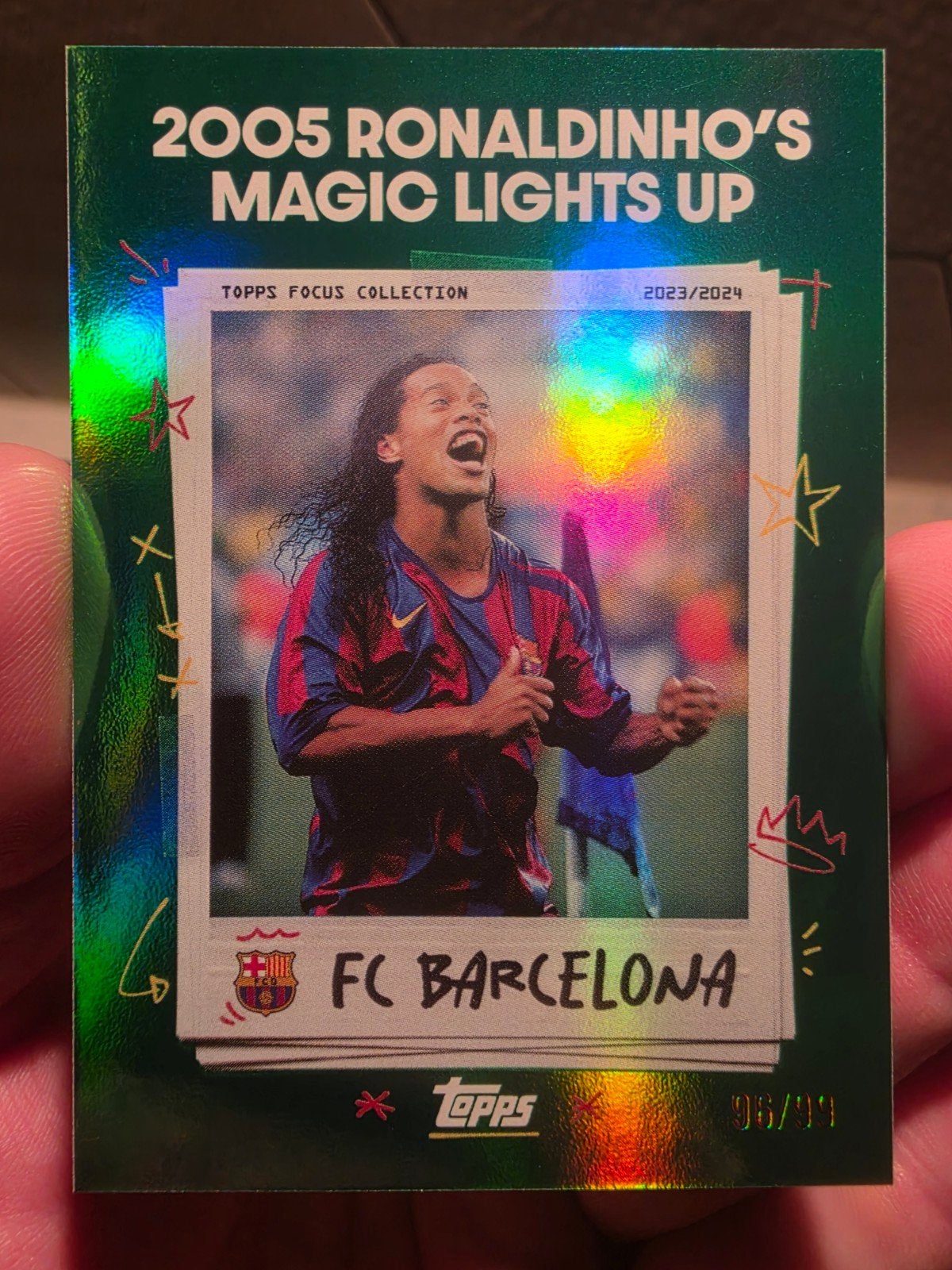 2023-24 Topps FC Barcelona Focus 2005 Ronaldinho's Magic Lig, Ophalen of Verzenden, Zo goed als nieuw