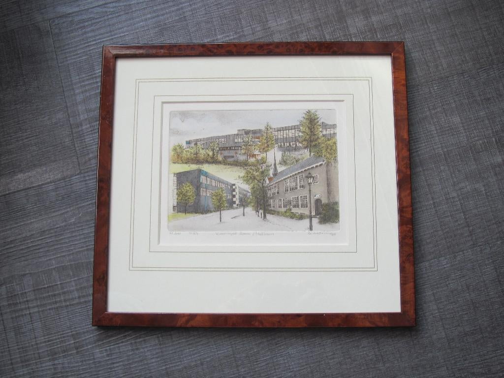 Albert Wieringa - HES / Kralingse Zoom / Hoflaan (Rotterdam), Antiek en Kunst, Kunst | Etsen en Gravures, 33 cm, 30 cm, Stadsgezicht