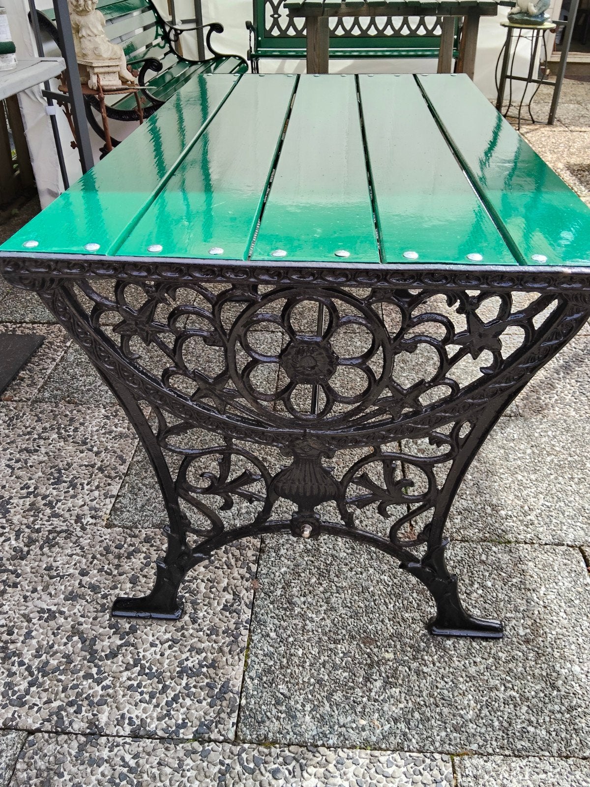 Tuintafel met gietijzeren zijkanten., Tuin en Terras, Tuinmeubel-accessoires, Ophalen