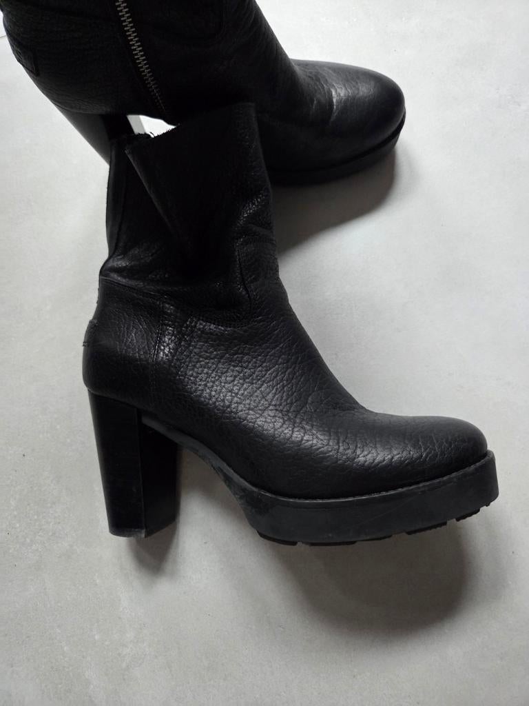 Shabbies laars dames hakken blokhak, Shabbies Amsterdam, Zwart, Lage of Enkellaarzen, Ophalen of Verzenden
