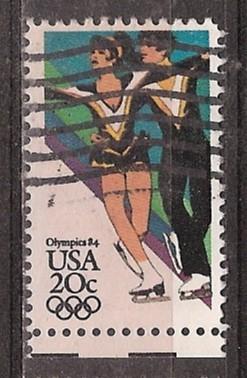 USA, Olympische Winterspelen, kunstschaatsen, 1984., Ophalen of Verzenden, Gestempeld, Noord-Amerika