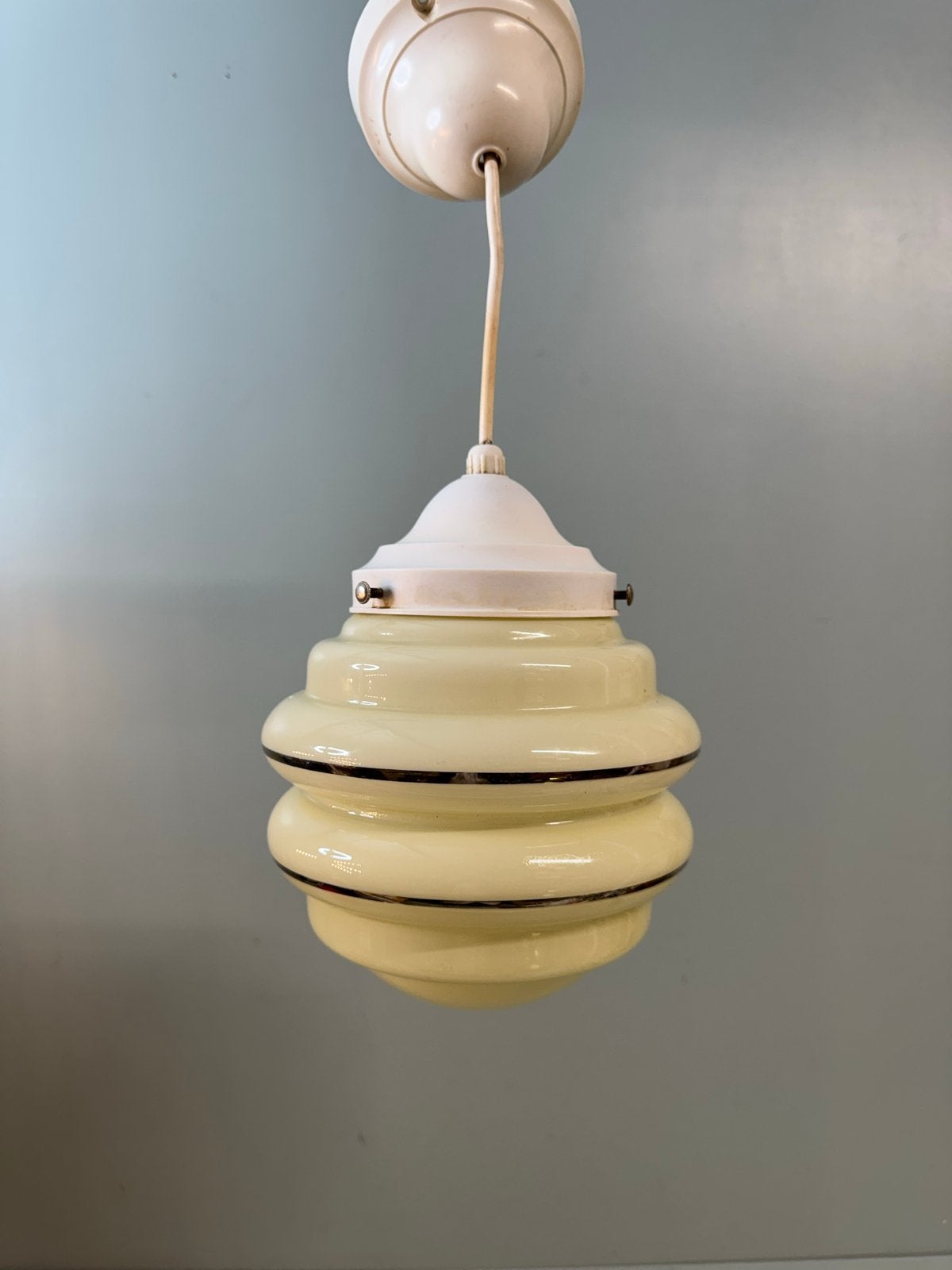 Vintage Opaline Glazen Deense Design Hanglamp, Antiek en Kunst, Ophalen of Verzenden
