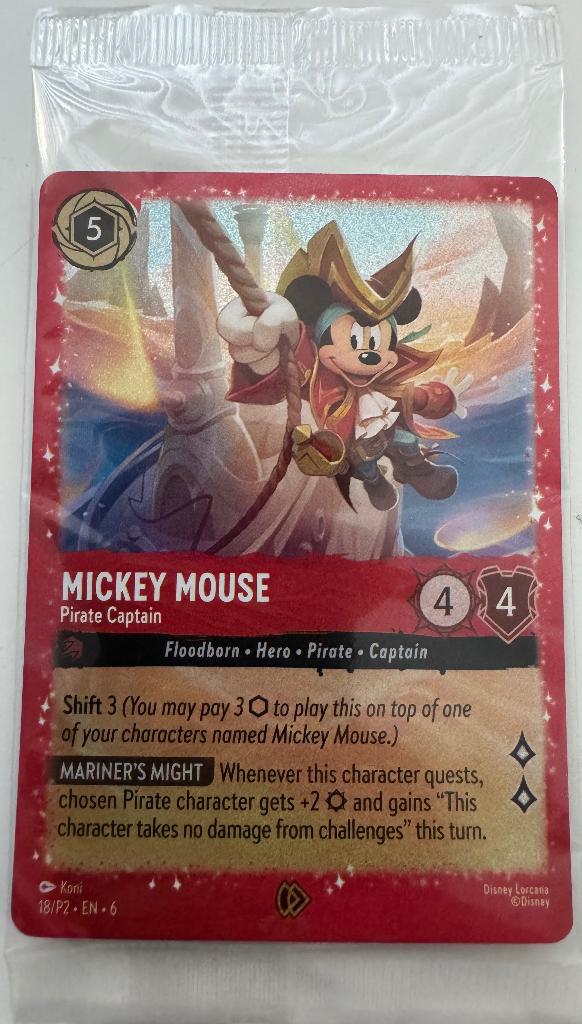 Disney Lorcana Promo - P2-018 - Mickey Mouse - Pirate Captai, Ophalen of Verzenden, Nieuw, Losse kaart, Foil