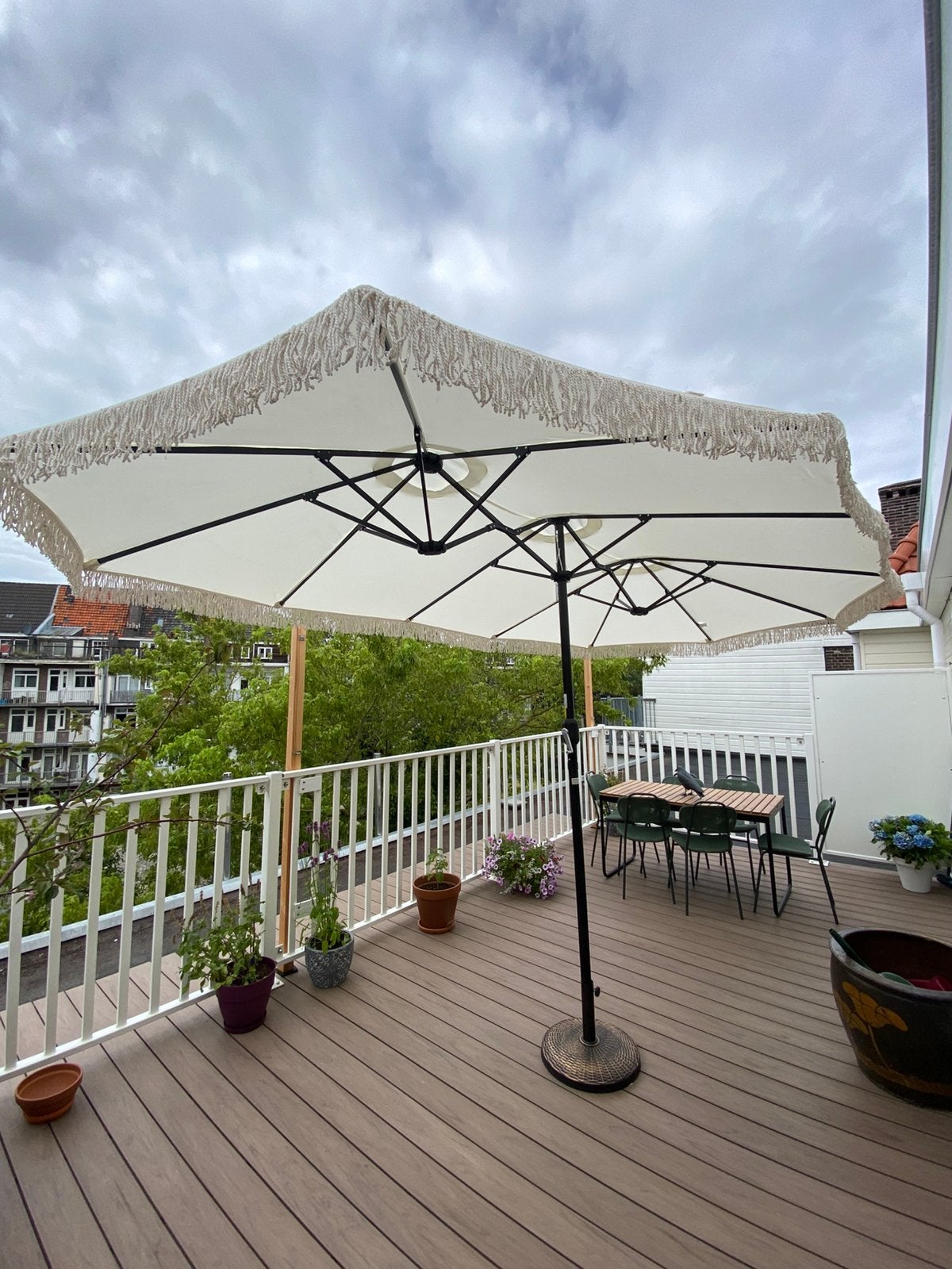 Parasol Outsunny 4,5m x 2,65m, Ophalen, Zo goed als nieuw, Meer dan 4 meter, Parasolvoet