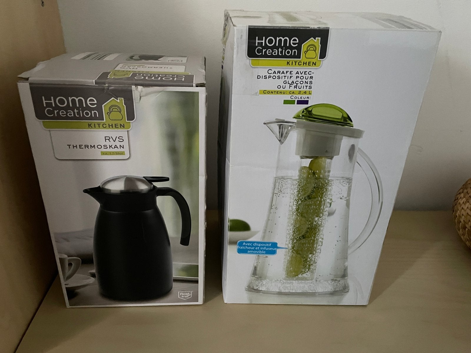 Home Creation RVS Thermoskan 1.5L en Karaf 2.4L, Huis en Inrichting, Overige typen, Nieuw, Ophalen of Verzenden, Zwart
