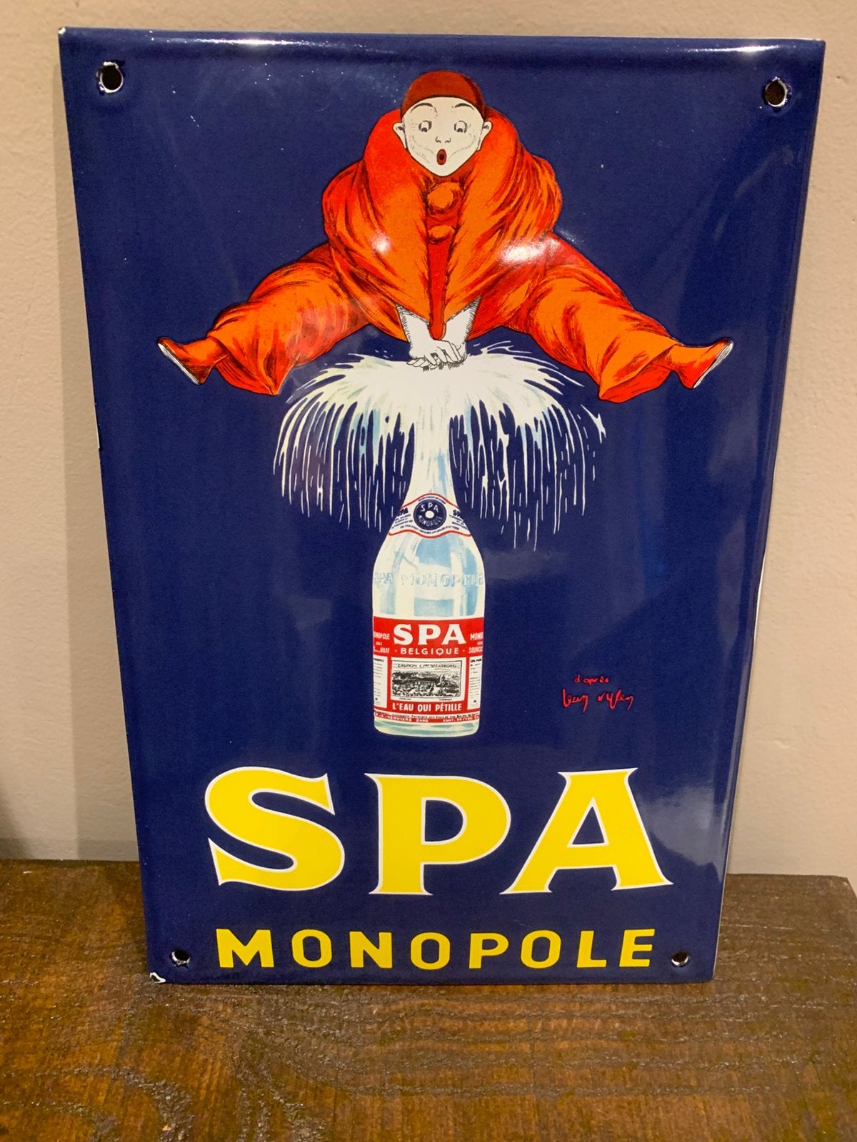 Origineel Spa Monopole emaille, Ophalen of Verzenden, Zo goed als nieuw, Reclamebord